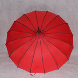 Walking Umbrella Pagoda Ribbed Red