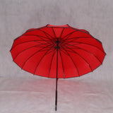 Walking Umbrella Pagoda Ribbed Red