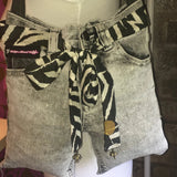 Upcycled Jeans Bag Zebra Liberty Fabric Belt