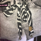 Upcycled Jeans Bag Zebra Liberty Fabric Belt